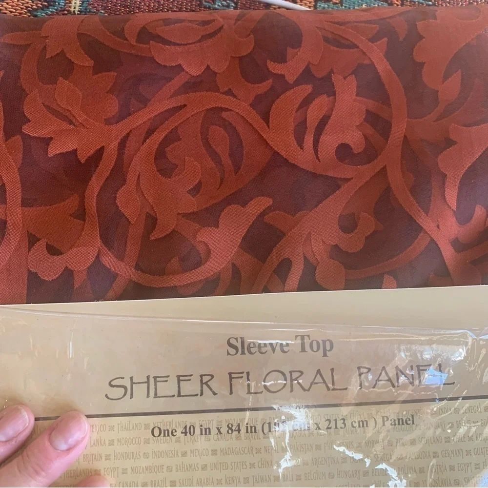World Market Sheer Floral Panel!Sleeve Top 40 x 84”